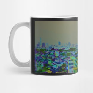 Globalization and climate change city at dusk Mug